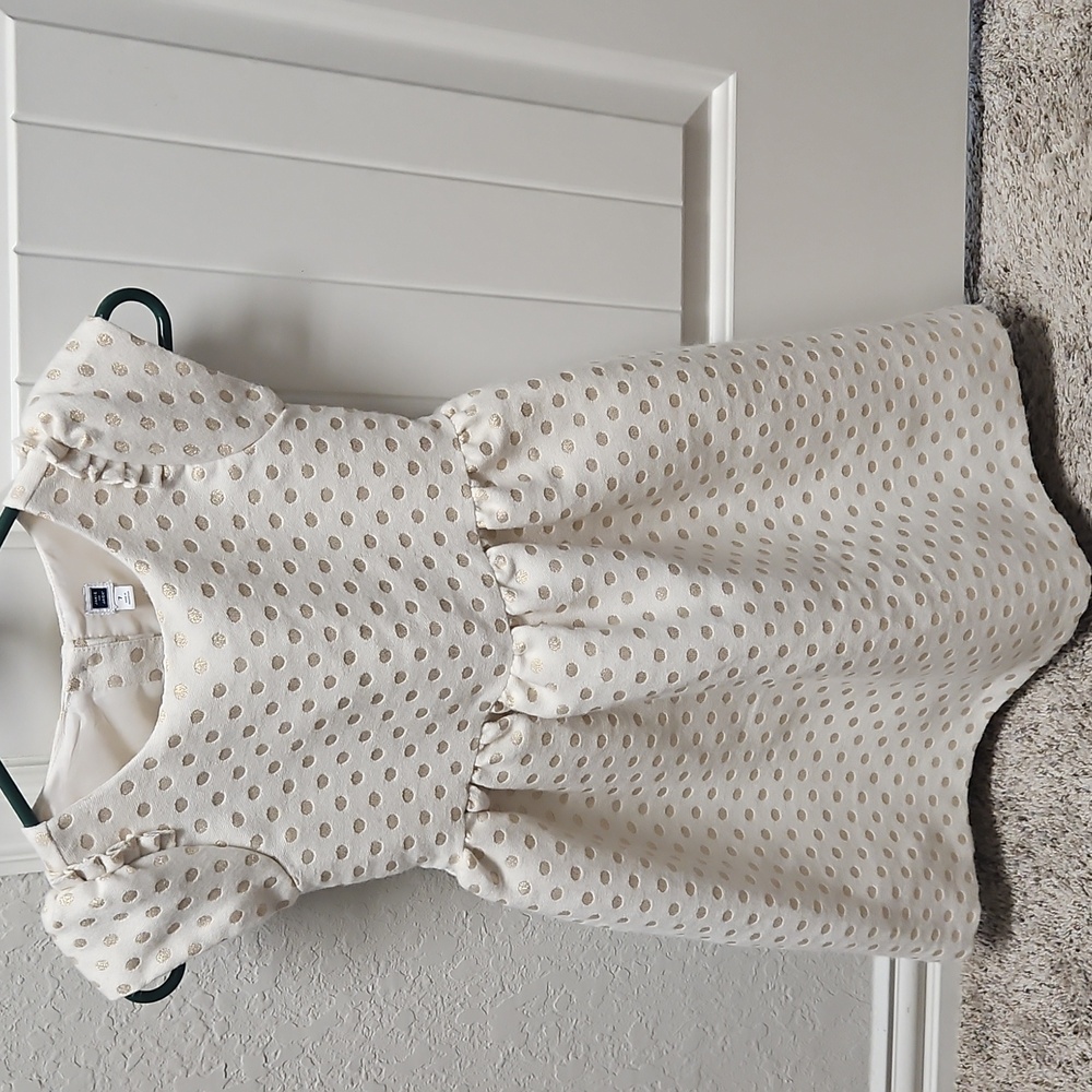 EUC Janie and Jack Lined Holiday Collection Ivory Shimmer Dot Dress